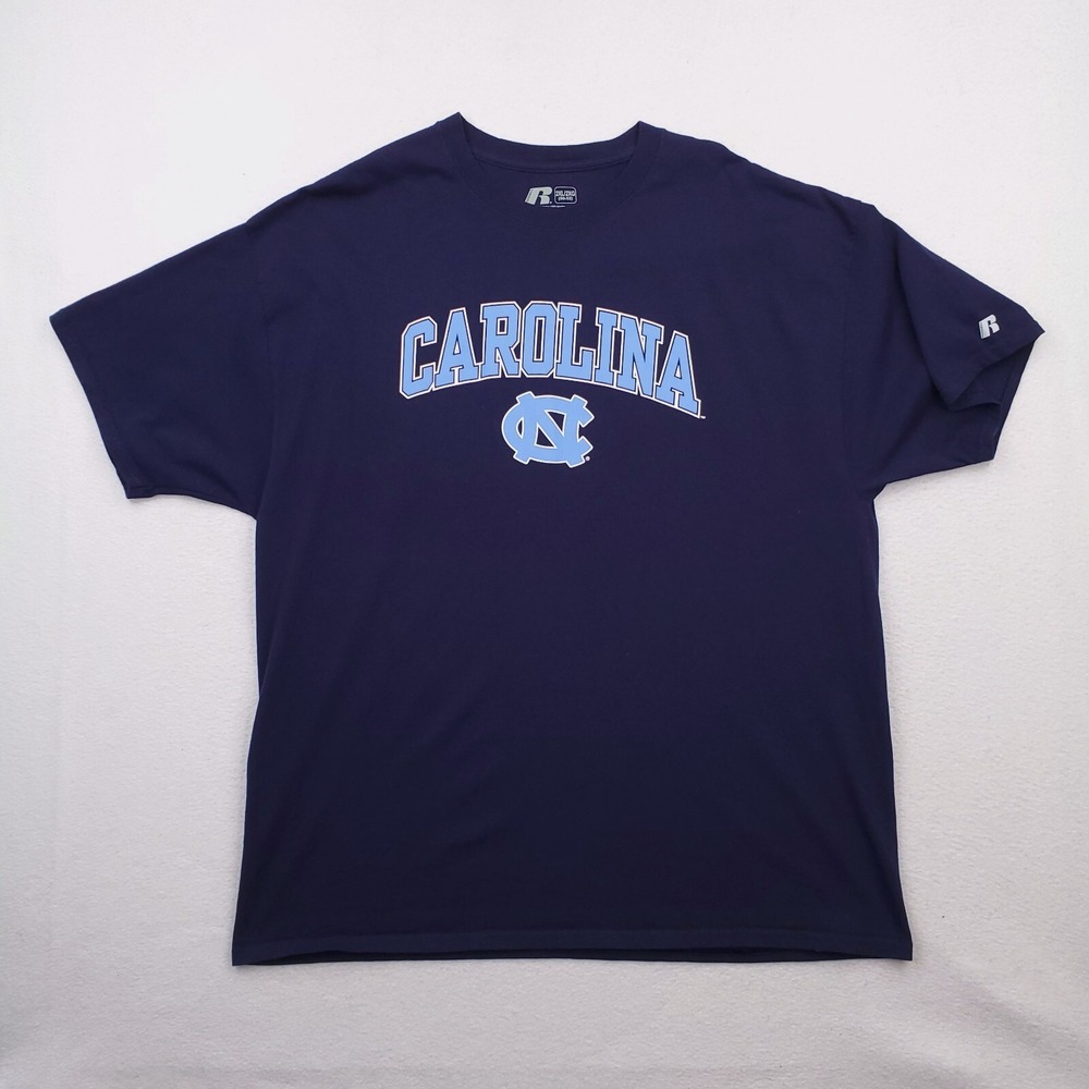 Carolina Tar Heels Shirt Mens XXL Blue Spellout Logo College Basketball SS